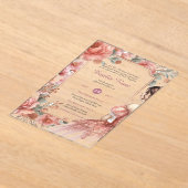 アクリルキンセアニェラバラ金ゴールドピンクドレスティアラ アクリル招待状 (レイダウン)