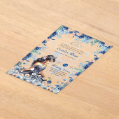 アクリルキンセアニェラブルーフローラドレスカンス アクリル招待状 (レイダウン)