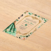 アクリルキンセアニラエメラルドグリーン金ゴールドドレス アクリル招待状 (レイダウン)