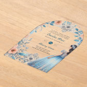 アクリルキンセアニラブルーシルバーピーチドレスフローラ アクリル招待状 (レイダウン)