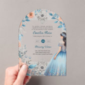 アクリルキンセアニラブルーシルバーピーチドレスフローラ アクリル招待状 (インサイチュ (ポータブル))