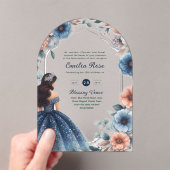アクリルキンセアニラブルーシルバーピーチドレスフローラ アクリル招待状 (インサイチュ (ポータブル))