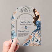 アクリルキンセアニラブルーシルバーピーチドレスフローラ アクリル招待状 (インサイチュ (ポータブル))