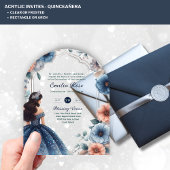 アクリルキンセアニラブルーシルバーピーチドレスフローラ アクリル招待状