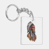 アクリルキーチェーン – ネイティブアメリカン キーホルダー (正面左)