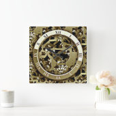 アクリルギア時計用金色時計模様 スクエア壁時計 (ホーム)