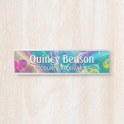 アクリルサイケデリックフローアート机用ネームプレート サインプレート (正面)