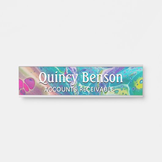 アクリルサイケデリックフローアート机用ネームプレート サインプレート (正面)