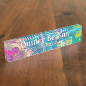 アクリルサイケデリックフローアート机用ネームプレート デスクネームプレート (側面)