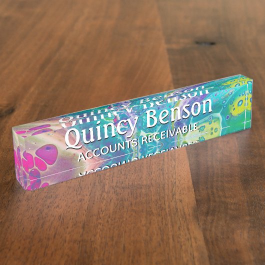 アクリルサイケデリックフローアート机用ネームプレート デスクネームプレート (側面)