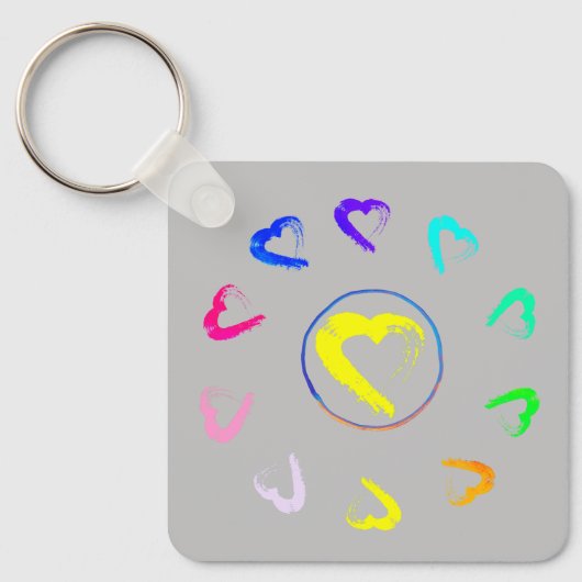 アクリルサンハート金属キーチェーン キーホルダー (正面)