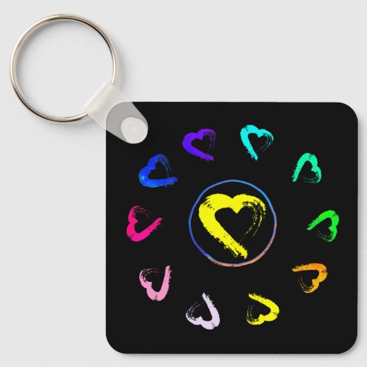 アクリルサンハート金属キーチェーン キーホルダー (正面)