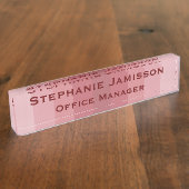 アクリルストライプピンクの名前とタイトル デスクネームプレート (側面)