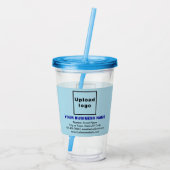 アクリルタンブラーにライトブルーのビジネスブランド アクリルタンブラー (裏面)