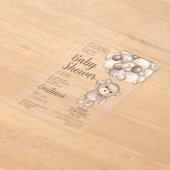 アクリルテディベア赤ちゃんシャワースペインの招待状 アクリル招待状 (レイダウン)