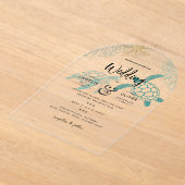 アクリルデスティネーションウェディングビーチウミガメ アクリル招待状 (レイダウン)