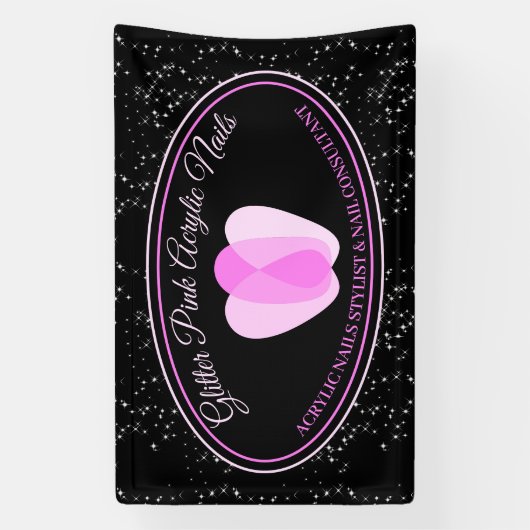 アクリルネイルがピンクのメイクで輝くビューティーサロン 横断幕 (縦)