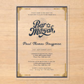 アクリルバー（ユダヤ教の）バル・ミツバークオリティラグジュアリーミニマリスト アクリル招待状 (正面)