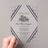 アクリルバー（ユダヤ教の）バル・ミツバーネイビーブルーラグジュアリーミニマリスト アクリル招待状 (インサイチュ (ポータブル))