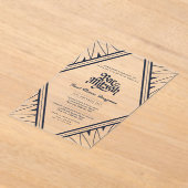 アクリルバー（ユダヤ教の）バル・ミツバーネイビーブルーラグジュアリーミニマリスト アクリル招待状 (レイダウン)