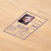 アクリルバー（ユダヤ教の）バル・ミツバーフォトネイビーモダン金ゴールド アクリル招待状 (レイダウン)