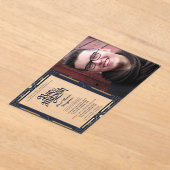 アクリルバー(ユダヤ教の)バル・ミツバーフォトブルー金ゴールド エレガント アクリル招待状 (レイダウン)