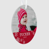 アクリルパーソナライズされたスノーフレーク写真オーナメント オーナメント (正面)
