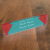 アクリルパーソナライズされた机用ネームプレート、ターコイズ デスクネームプレート (側面)