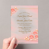 アクリルピンクとパールの結婚式招待状 アクリル招待状 (インサイチュ (ポータブル))