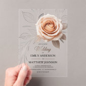 アクリルピンクローズデュー結婚式招待状 アクリル招待状 (インサイチュ (ポータブル))