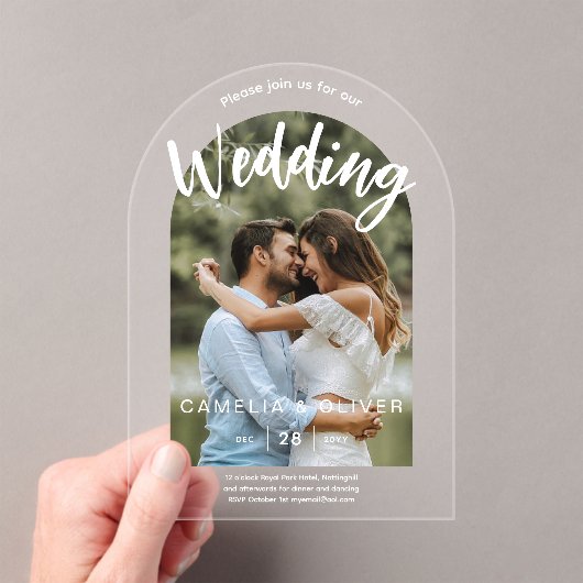 アクリルフォトウェディングモダン招待シンプルARCH アクリル招待状 (インサイチュ (ポータブル))