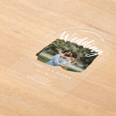 アクリルフォトウェディングモダンARCH素朴 アクリル招待状 (レイダウン)