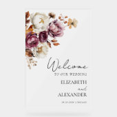 アクリルブルゴーニュフローラ秋の結婚式パーティー標識 アクリルサイン (正面)