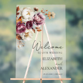 アクリルブルゴーニュフローラ秋の結婚式パーティー標識 アクリルサイン (ニュートラル)