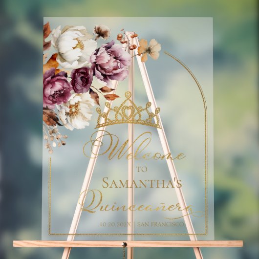 アクリルブルゴーニュ秋キンセアニェラウェルカムサイン アクリルサイン (ニュートラル)