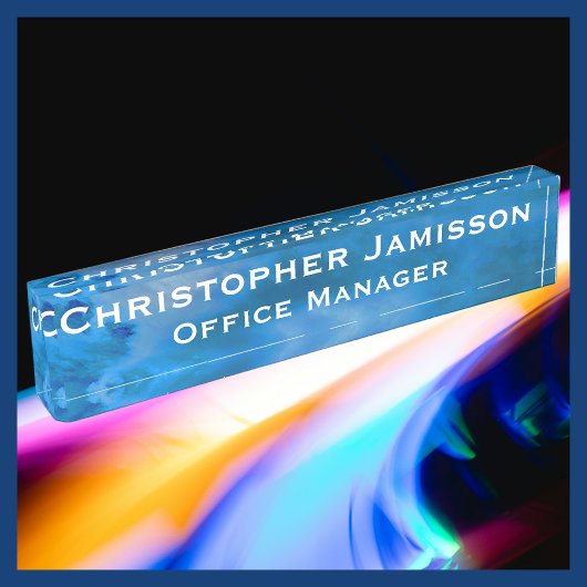 アクリルブルースカイの名前とタイトル デスクネームプレート