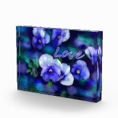 アクリルブロックアートブルーパンジー「愛」フローラ フォトブロック (右)