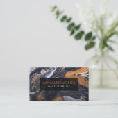 アクリルプーラー黒大理石と青銅 名刺 (スタンド正面)