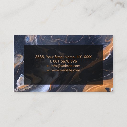 アクリルプーラー黒大理石と青銅 名刺 (裏面)