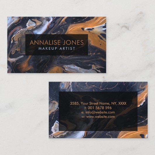 アクリルプーラー黒大理石と青銅 名刺 (正面/裏面)