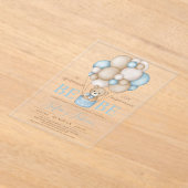 アクリルベアーバルーン少年ベビーシャワー アクリル招待状 (レイダウン)