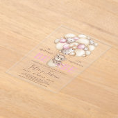 アクリルベアーバルーン赤ちゃんシャワースペインの女の子 アクリル招待状 (レイダウン)