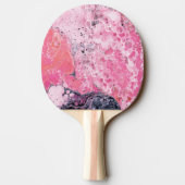 アクリルペンキとの抽象美術は|のピンクの黒を注ぎます 卓球ラケット (裏面)