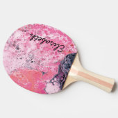 アクリルペンキとの抽象美術は|のピンクの黒を注ぎます 卓球ラケット (横)