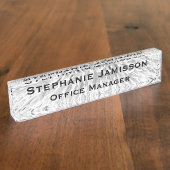 アクリルホワイトフローラマクロ抽象芸術名タイトル デスクネームプレート (側面)