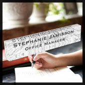 アクリルホワイトフローラマクロ抽象芸術名タイトル デスクネームプレート