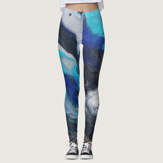 アクリルポアのクールでメタリックな色 レギンス (正面)