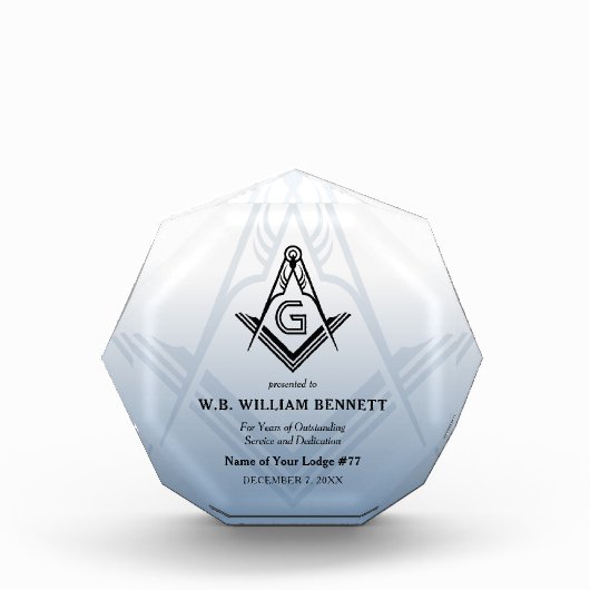 アクリルマソニック賞 |フリーメーソンプラーク フォトブロック (正面)
