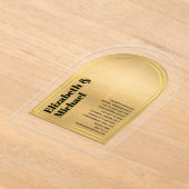 アクリルモダンミニマシンプルリストはっきりした金ゴールドブラック アクリル招待状 (レイダウン)