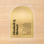 アクリルモダンミニマシンプルリストはっきりした金ゴールドブラック アクリル招待状 (正面)